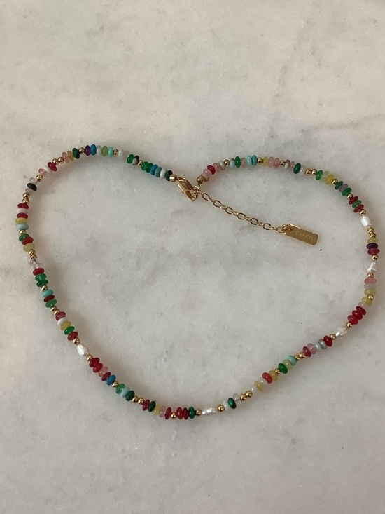 Caffti Jewelry - Multicolor Beaded Choker Necklace with Gold Tone Accents, Brand New